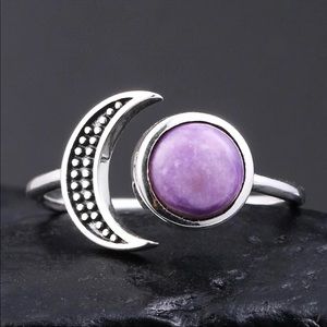 Mythical Crescent Moon Purple Stone Ring